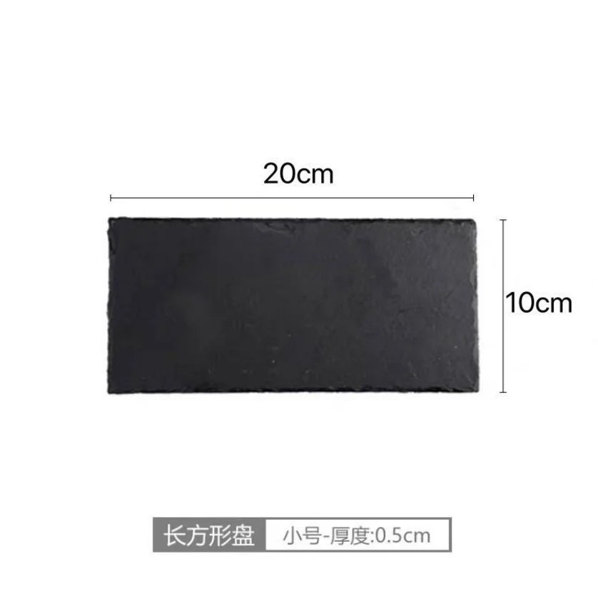 Japanese And Korean Style SLATE Plate Dessert Sushi Flat Western Food Black SLATE Plate Tableware.