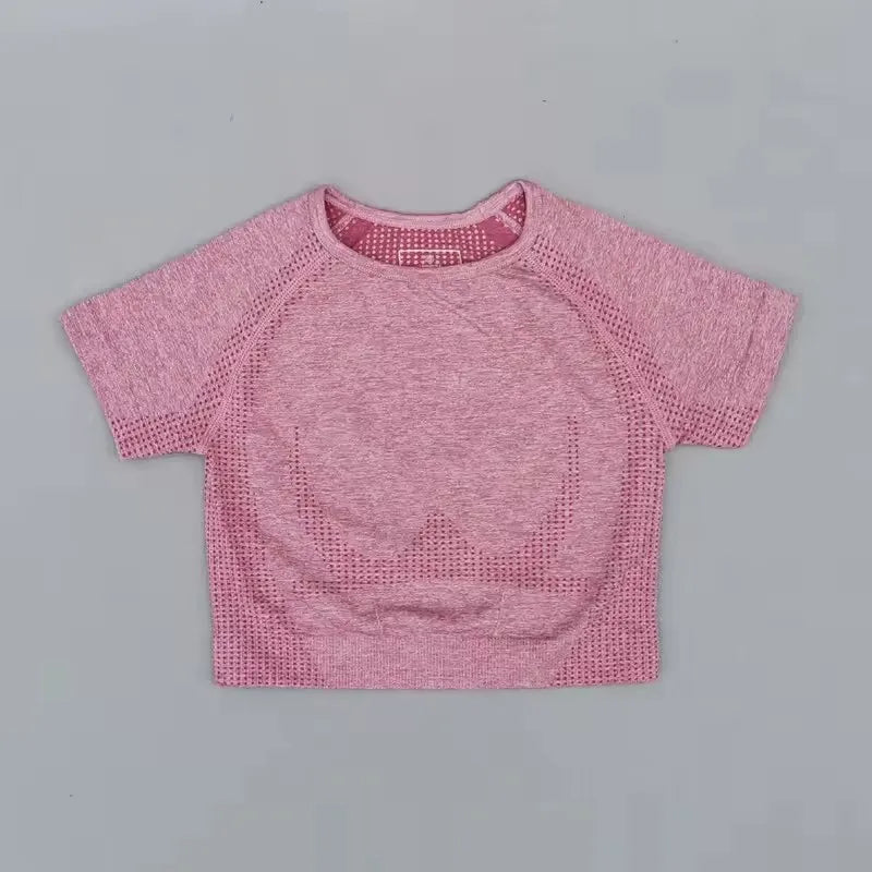 Seamless Yoga Top Short Sleeve Workout Tops For Women Fitness Gym Crop Top Athletic Sport T shirt Women Sportswear.