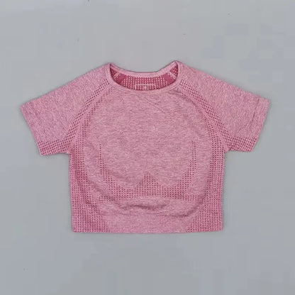 Seamless Yoga Top Short Sleeve Workout Tops For Women Fitness Gym Crop Top Athletic Sport T shirt Women Sportswear.