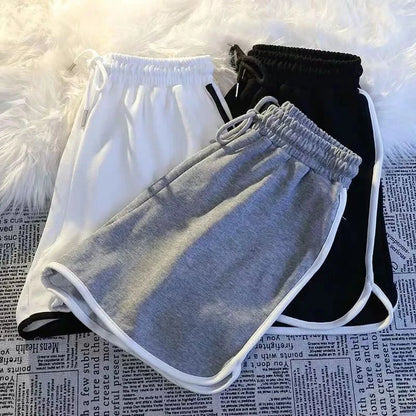 Striped Sports Shorts Women Korean Fashion Casual Mini Shorts Summer Simple Loose Wide Leg Shorts Ladies New.