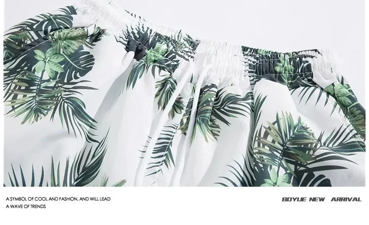 Shopee Popular Men's Loose-fit Hawaiian Vacation Beach Shirt Shorts Set Summer Casual Comfortable Clothing.