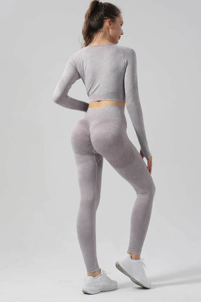 High Waist Yoga Pants Sand Washed Seamless Peach Butt Fitness Sportswear Tight Long Trousers for Women Autumn Season.