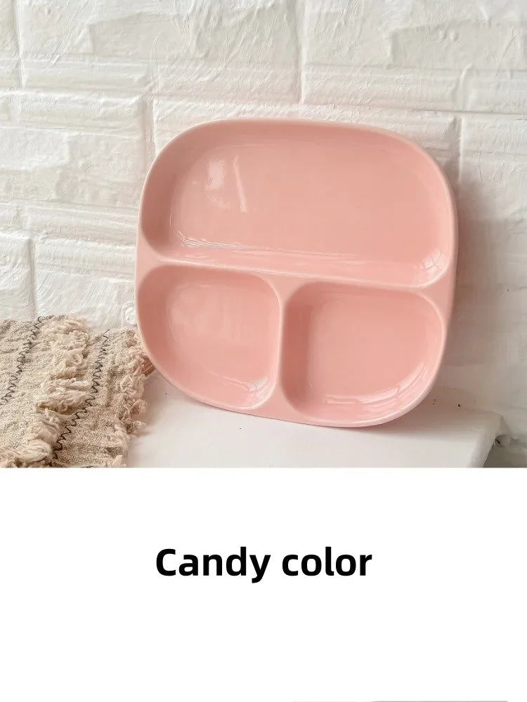 3Grid Plates for Food Dinner Plates Dinnerware Dining Compartment Plate Serving Dishes Salad Kitchen Eco-friendly Tableware.