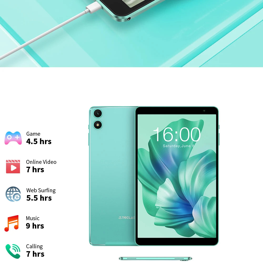 Teclast P85T 2024 Tablet Allwinner A523 8-core 1.8GHz/ 10GB(4GB+6GB) RAM/64GB ROM/8 Inch 800×1280iPS/WIFI5G/4G/5000mAh/Type-C/0