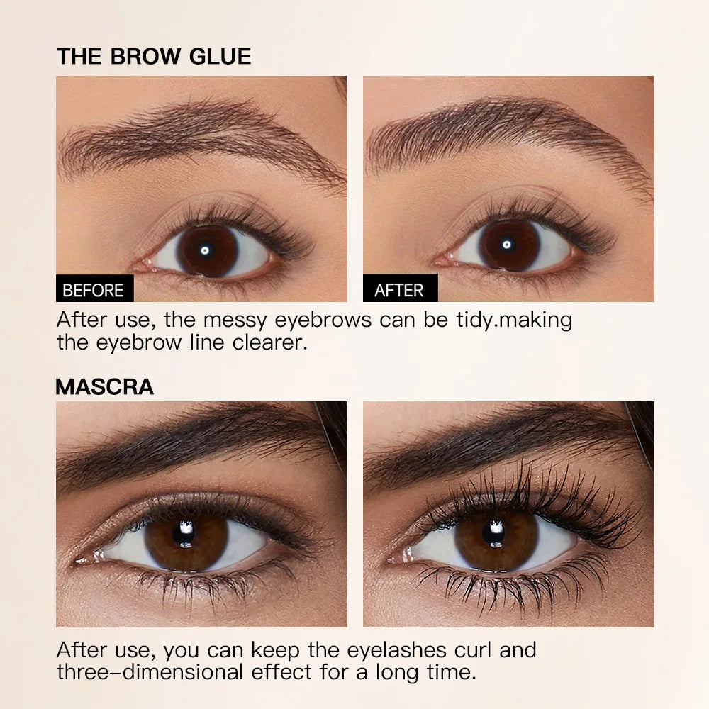 Waterproof Black Mascara And Eyelash Primer Set Volumizing Natural Curling Long Lasting Non Smudged Formula.