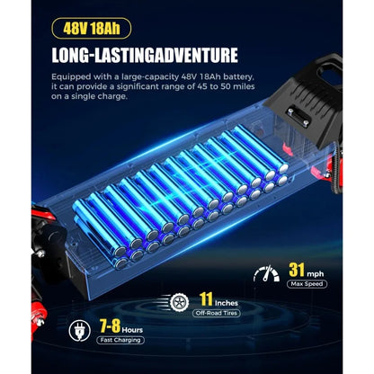 J15MAX Electric scooter 1600W powerful motor 48V18AH lithium battery foldable E scooter 10-inch tires adult off-road e-scooter.