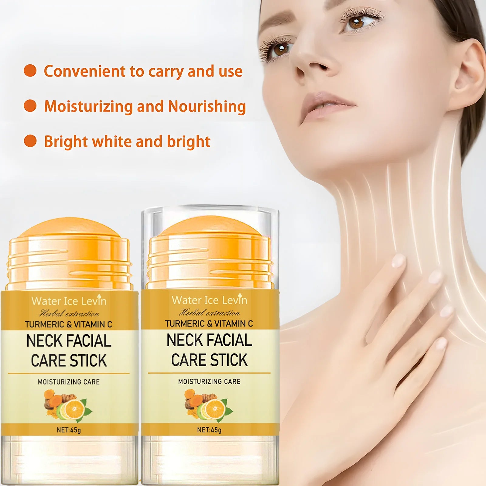 Turmeric&Vitamin C Neck Facia  Care Wrinkle Lines Lifting Whitening Tighten Double Chin Anti-age Rejuvenation Skin Care Product.