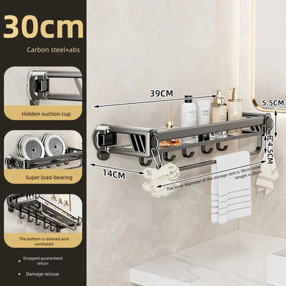 Versteckter Aufbewahrungsregal mit Saugnapf, Aufbewahrungskorb für Badezimmer und Toilette, lochfreie Wandaufbewahrung für Toilettenspüle