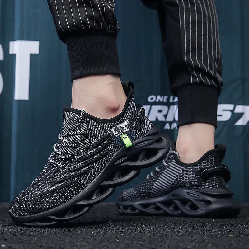 YRZL Männer Sport Laufen Schwarz Jogging Schuhe Casual Turnschuhe Outdoor Atmungsaktive Mesh Frauen Licht Stoßdämpfung Schwarz Tennis