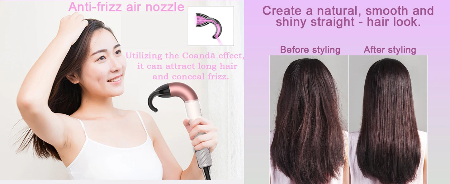 Hair dryer, 1400W high power, quick drying, lightweight body, low noise, comes with multiple types of air nozzles..