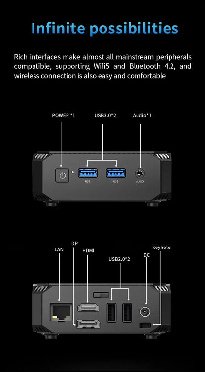 FIREBAT T2 Mini PC Intel N150 CPU Windows 11 DDR4 16GB RAM 512GB SSD WIFI5 BT4.2 Desktop Mini Computer For Work/Entertainment.