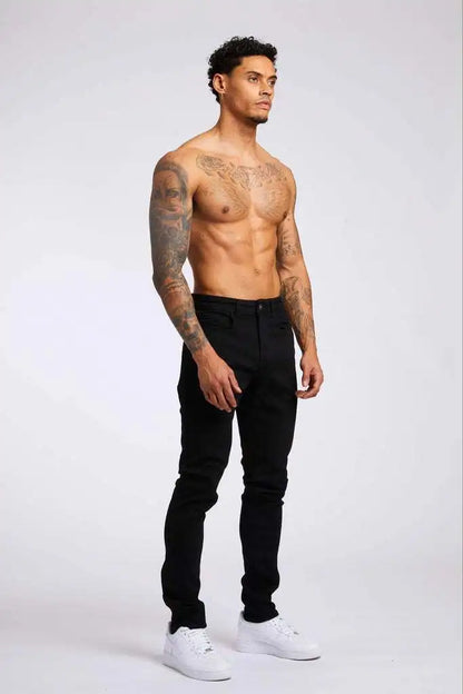 New Style of Denim Men's Jeans Cross-border Ins Trendy Black Slim High Waist Denim Pants Men.
