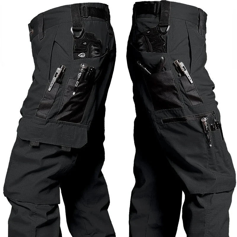 Black Camo Cargo Pants Outdoor Multi-pocket Ripstop Waterproof Trousers Male Autumn Wear-resistant Training Fishing Work Pant.