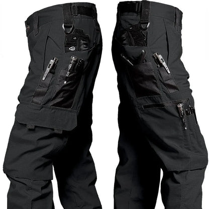 Black Camo Cargo Pants Outdoor Multi-pocket Ripstop Waterproof Trousers Male Autumn Wear-resistant Training Fishing Work Pant.