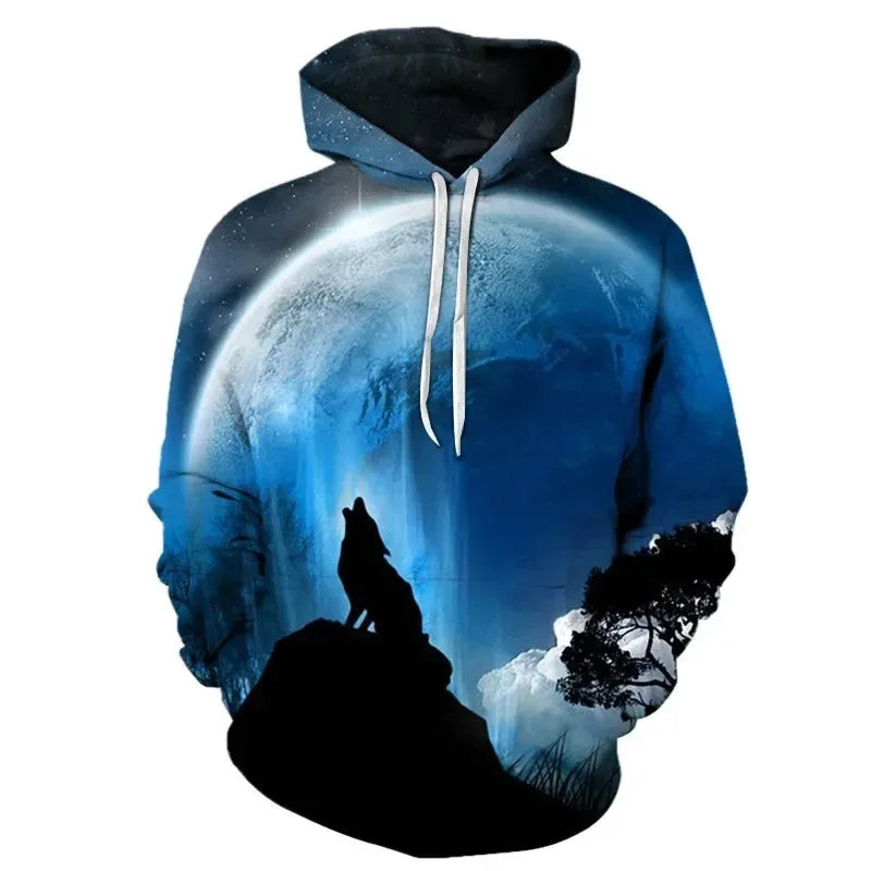 3D Print Autumn/Winter Men Hoodies Casual Oversized Animal Wolf Graphics  Pullover Trend Hoodie Harajuku Sweatshirt Men Clothing.