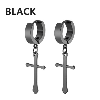 1 Pairs Black Earrings Set Punk Stainless Steel Stud Earrings For Men Women Vintage Hip Hop Piercing Ear Jewelry Accessories
