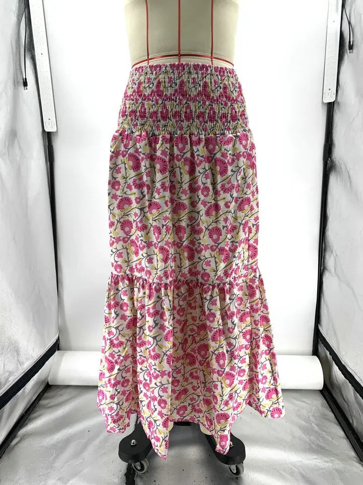 2025 Women's Skirt Elastic Waist Big Skirt Fashion Print High Street Vacation Beach Long Skirt for Female.
