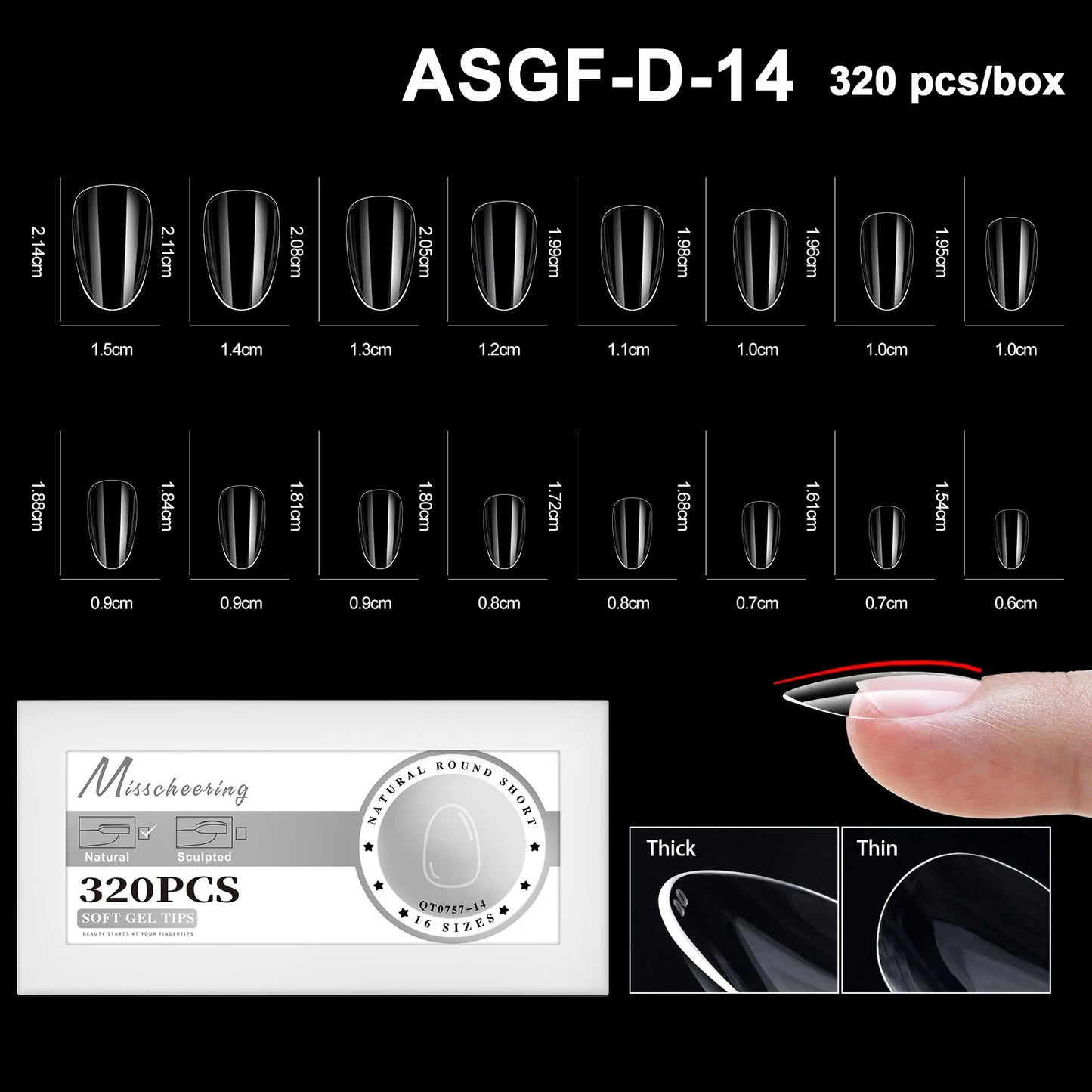 16 Sizes Curved Arch Full Cover False Nail Tips Soft Gel Press on French Almond Capsules Coffin Artificial Fake Nails Extension