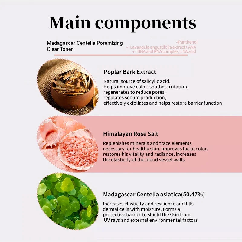 Korean Centella Original Products Pink Salt Fresh Ampoule Toner Facial Serum Cleanser and Moisturiser Cream Skincare Full Set.