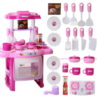 Dining Table for Pretend Food Kitchen Toys for Kids Ages 3-8,Play Kitchen Accessories W/Real Sounds Light, for Boys, Girls.