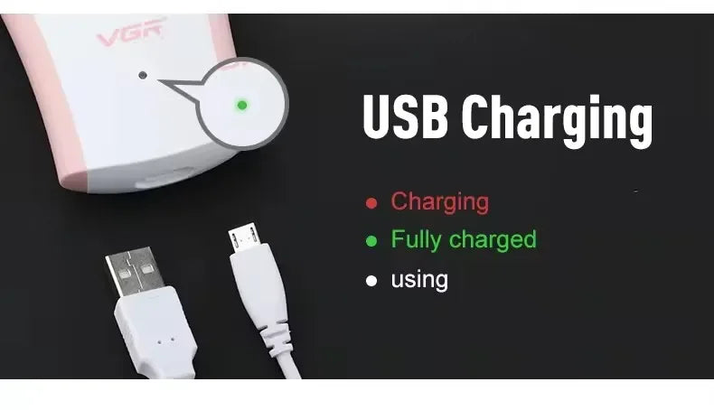 VGR Hair Remover Professional Epilator Electric Leg Body Rechargeable Underarms Portable Two Speeds Epilator for Women V-705.