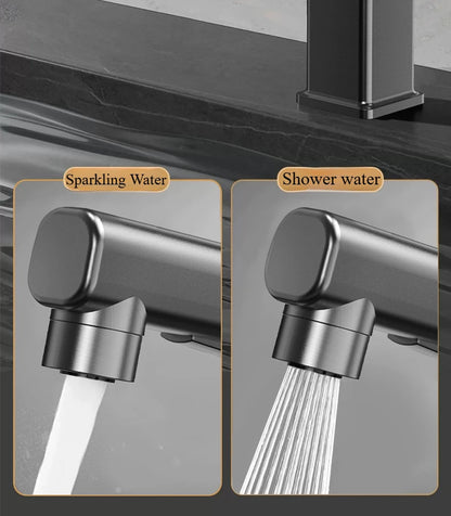 Pull Out Bathroom Faucet Hot and Cold Water Mixer Basin Sink Three Mode Water Outlet Faucet Washbasin Tap