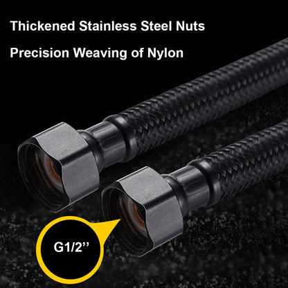 30/40/60/80cm Nylon Braided Water Inlet Hose Black Faucet Heater Pipe Toilet Connection Cold Hot Mixer Inlet Pipe Kitchen