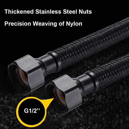30/40/60/80cm Nylon Braided Water Inlet Hose Black Faucet Heater Pipe Toilet Connection Cold Hot Mixer Inlet Pipe Kitchen