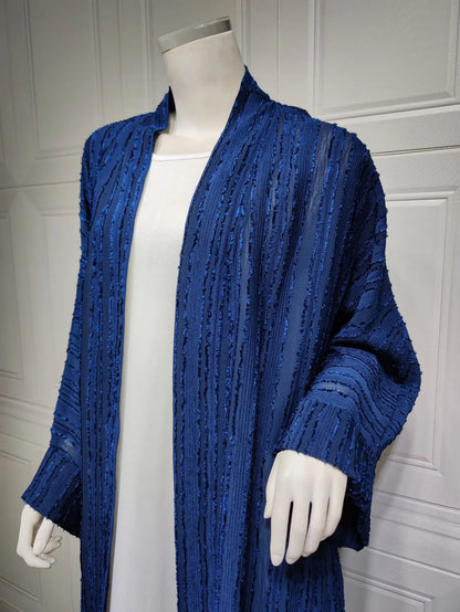 Uni Fashion Muslim Kimono Abaya Solid Striped Retro Ethnic Cardigan Robe Dubai Middle Eastern Saudi Arabia Eid Clothes 2025