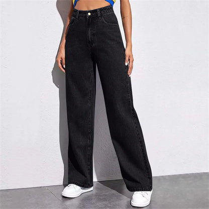 High Waist Loose Fit Straight Leg Jeans Women's Casual Summer New Style Cross-Border EBay Denim Pants High Waist Jeans.