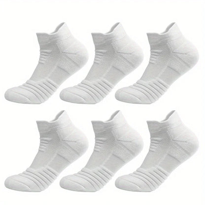 6/3/1 Pairs New Men Sports Running Fitness Flight Short Tube Socks Women's Towel Bottom Basketball Socks Solid Color Black Socks