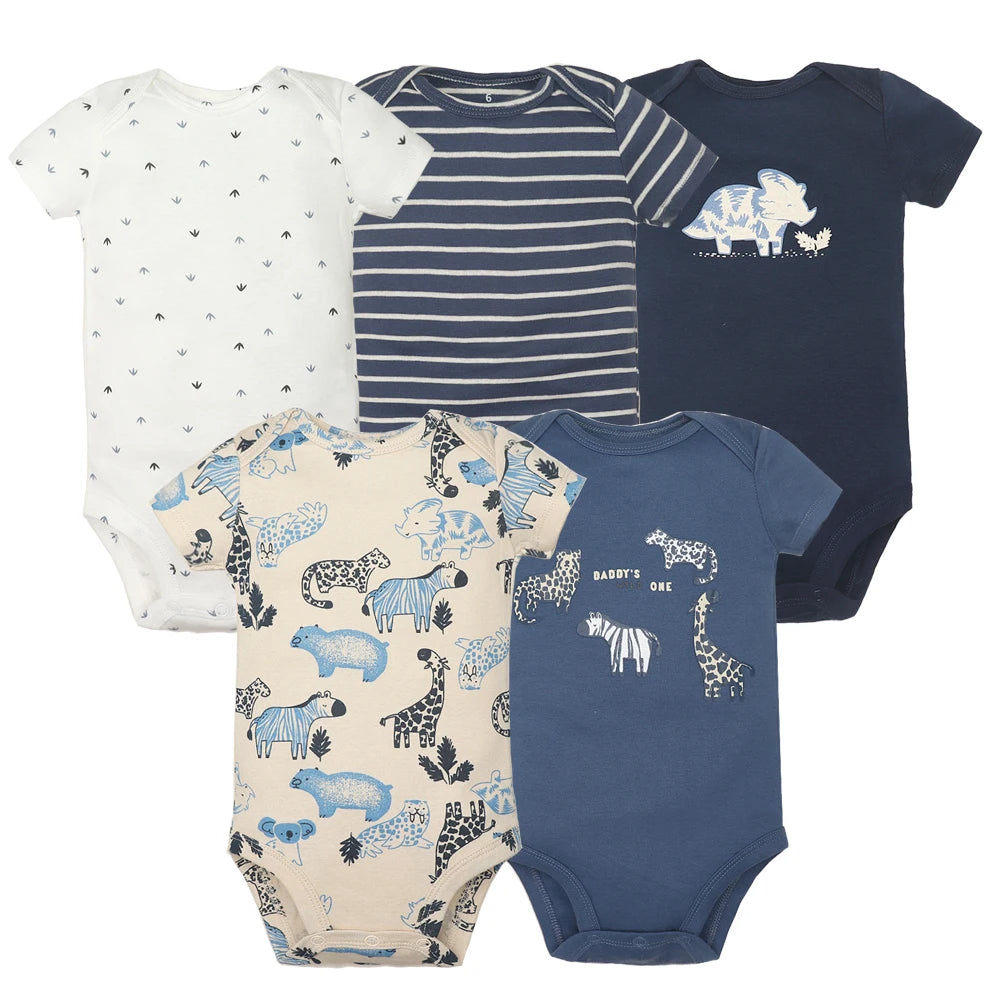 5 stück Unisex Baby Bodys Mode Körper Anzüge Kurzarm Neugeborenen Overall Cartoon Baby Junge Mädchen Kleidung Set Sommer