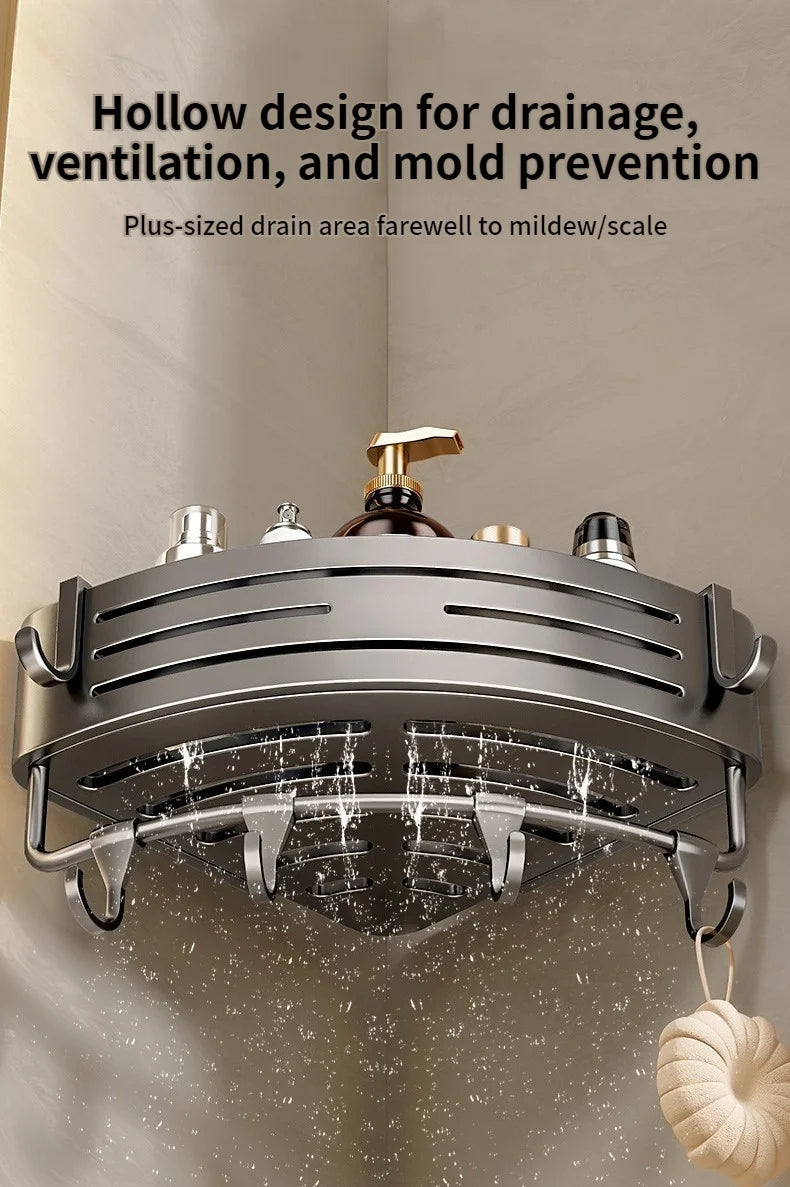 Kein Bohren Aluminium Badezimmer Regal Regale Shampoo Make-up Lagerung Halter Küche Organizer Wand Badezimmer Zubehör