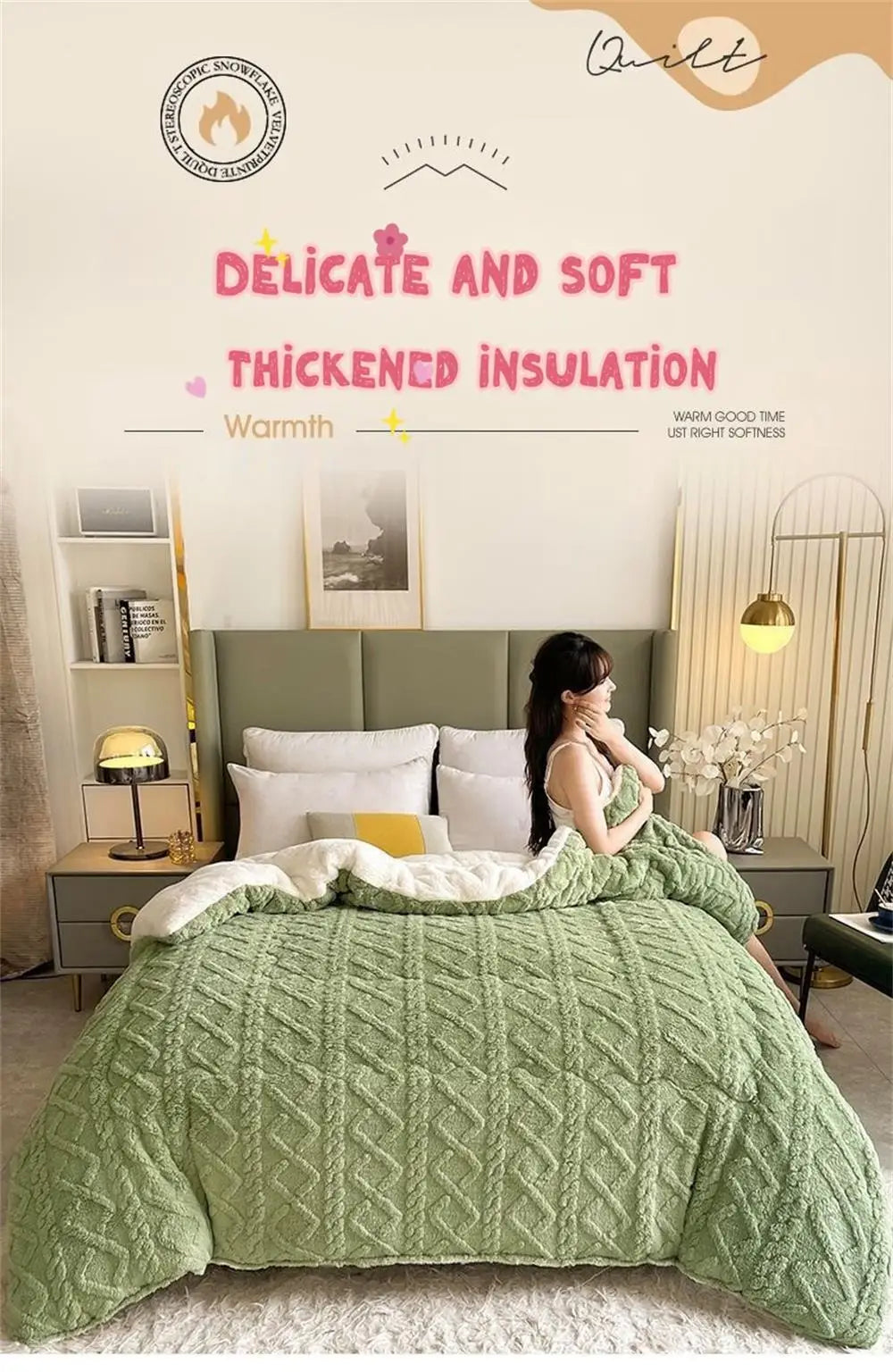 New Super Thick Winter Warm Blanket for Bed Artificial Lamb Cashmere Weighted Blankets Soft Comfortable Warmth Quilt Comforter.