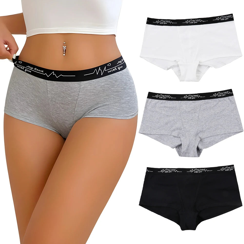 Ladies Solid color boxers Briefs Comfortable Female Underwear Sporty Style Casual Sexy Panties for Women S-XL.