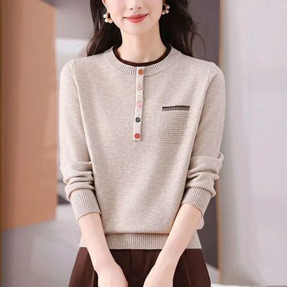 Frauen Kleidung Lose Mode Pullover Herbst/Winter Warme Elegante Gestrickte Langarm Pullover Dame Casual Oansatz Alle-spiel top