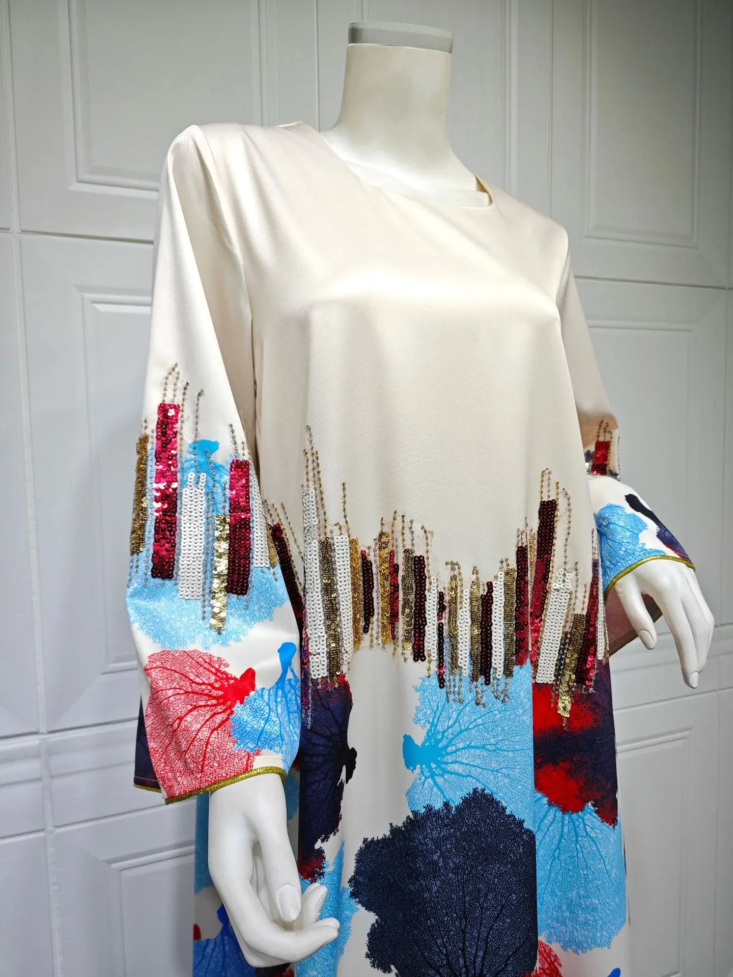 Uni Arab Saudi Printing Sequins Long Dresses Galabia Muslim Eid Women Abayas Islam Clothing Turkish African Kebaya 2025 New