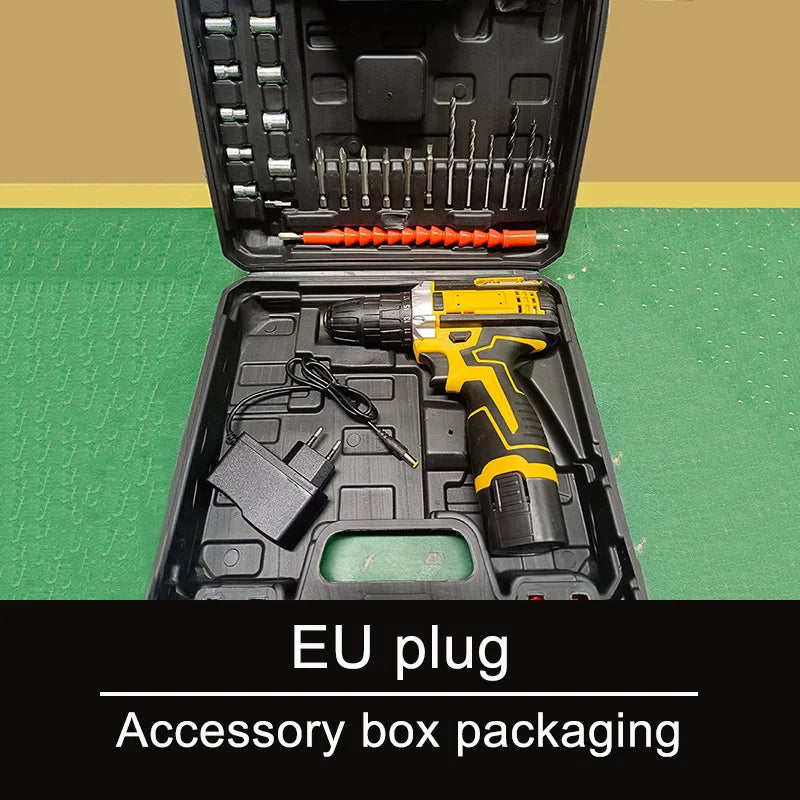 12V Lithium Bohrmaschine Elektroschrauber Hand Bohrmaschine Elektrowerkzeug Set Multifunktionale Zubehörbox Verpackung