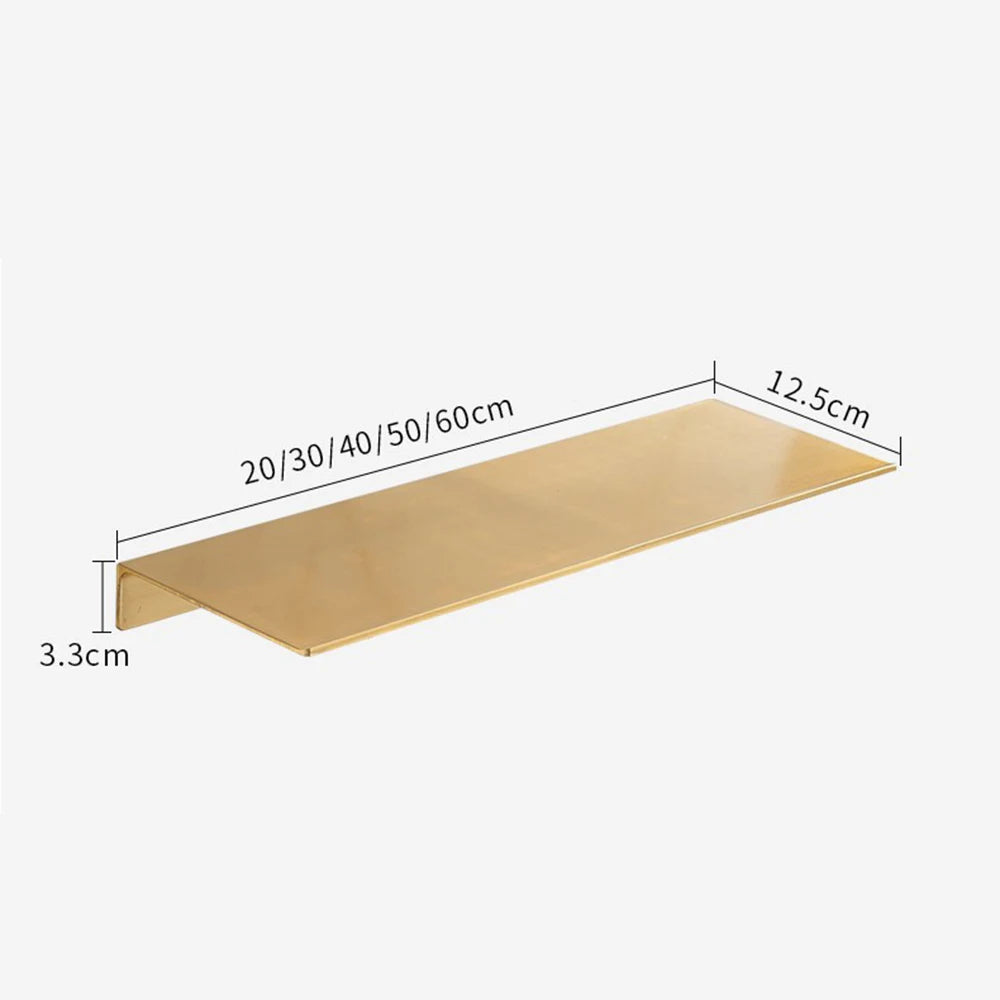20/30/40/50CM Gebürstet Gold Wand Regal Badezimmer Lagerung Rack Küche Wand Regal Badezimmer Dusche Regale Hause Zubehör