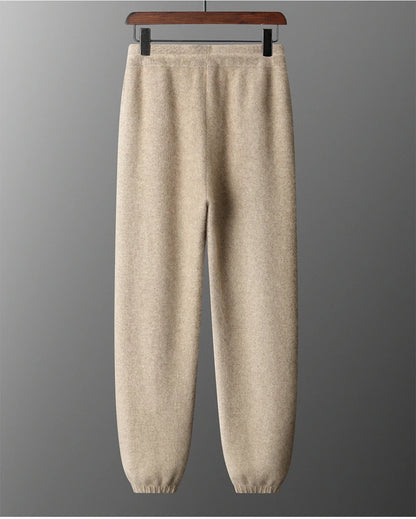 Autumn Winter New Thickened 100% Pure Cashmere Pants for Men High Waist Knitted Jogger Pants Solid Color Versatile Harem Pants.