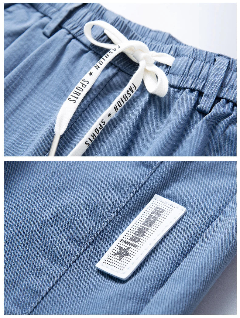 Autumn Cottom Men's Pants Fashion Classic Drawstring Elastic Waist Jogging Stretch Casual Grey Cargo Trousers Male 28-38