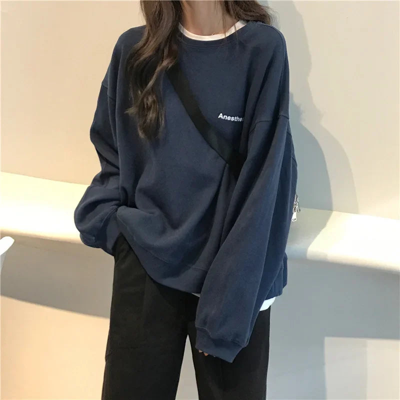 Women Sweatshirts Letter T-shirt Summer Korean Fashion Thin Chic Hoodie Shirt Long Sleeve Top Women's Loose Pullover Y2k Clothes.
