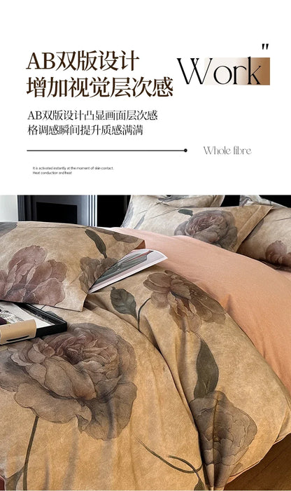 Cotton Bedding Set Luxury Soft Duvet Cover Flat Sheet Pillowcases Single Double Queen King Size Quilt Cover Set