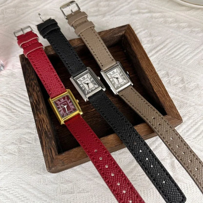 Hot Sale Brand Women Watch Fashion Angola Red Leather Strap Quartz Watch for Women Ladies Girl Dress Luxury Wristwatch Gift.