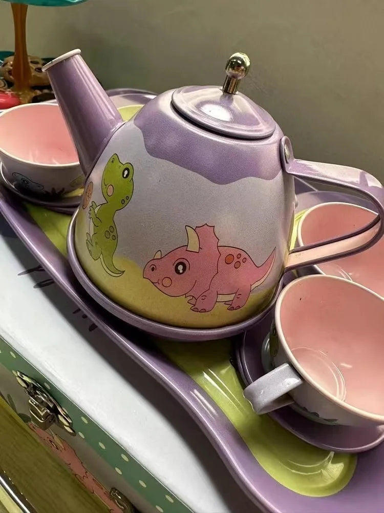 Kids Tea Party Set For Little Girls Mermaid Gift Pretend Toy Tin Tea Set Princess Tea Time Kitchen Pretend Play Tea Set Gift.