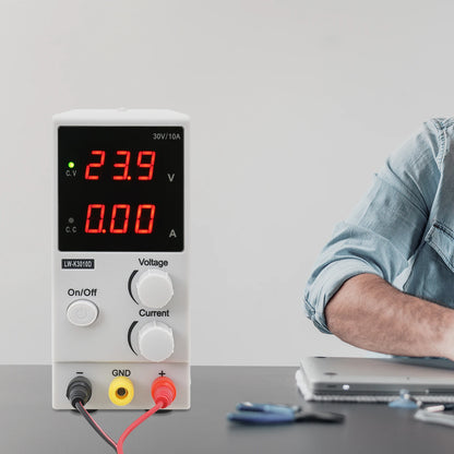 DC Power Supply Silver Corded Electric AC 220V 0–30V 0–10A Regulated Power Supply Laboratory Power Supply for Battery Charging.