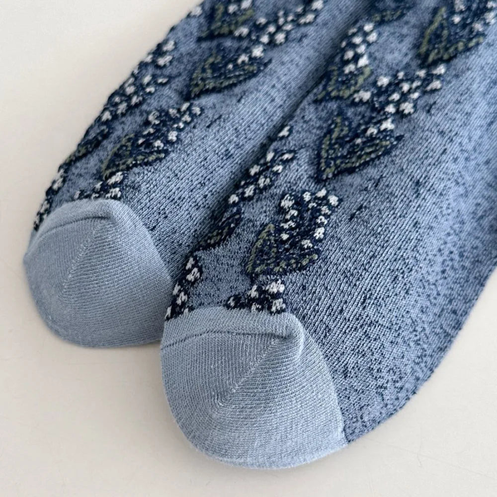 Autumn Winter Long For Women Retro Harajuku Relief Print Daily Casual Streetwear Cute Socks Fashion Japanese Style Women's Socks.