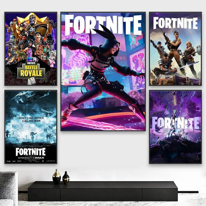 1pc F-Fortnites Poster HD art sticky wall waterproof home living room bedroom bar aesthetic decoration.