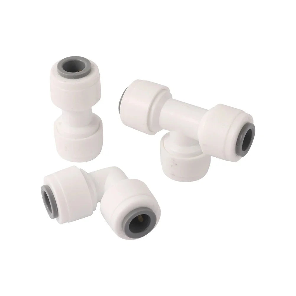 10Pcs 1/4” Slip Lock Quick Access Garden Water Connector Tee Elbow Straight PE Pipe Connector Water Filter Reverse Osmosis Parts