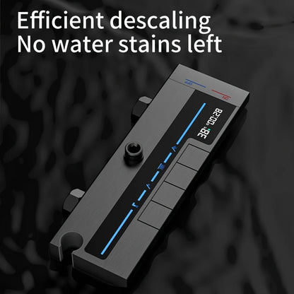 Bathroom Luxury Shower System with Tempered Glass Piano Key Smart Digital Display Thermostat Mixer Shower Faucet Full Set